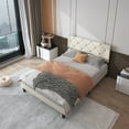 thumbnail image 6 of uhomepro Full Size Faux Leather Upholstered Platform Bed Frame with Headboard and Strong Wooden Slats, No Box Spring Needed, Beige, 6 of 11