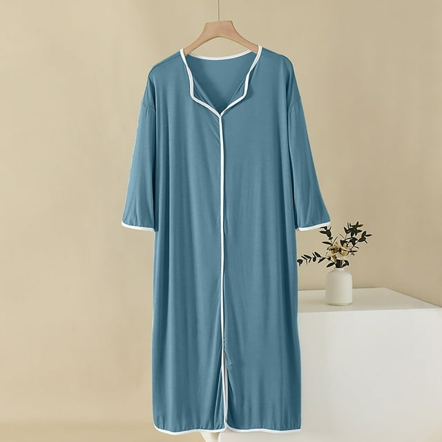 Sakmal Robe de Nuit Grande Taille pour Femmes, Pyjama Confortable à Manches Courtes, Chemises de Nuit Bleues pour Femmes