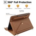thumbnail image 4 of TECH CIRCLE Handbag Case for Galaxy Tab S10 Ultra/S9 Ultra/S8 Ultra 14.6" with S Pencil Holder,Folio Stand PU Leather Crossbody Shoulder Hand Strap Card Slots Magnetic Envelope Wallet Cover,Brown, 4 of 7