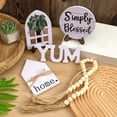 thumbnail image 4 of Farmhouse Tiered Tray Decoration Set Wooden Bead Chain Wooden Crafts Home Tabletop Tray Decoration Holiday Home And Kitchen Dining Table Farmhouse Shelf Decoration Party Suppl, 4 of 6