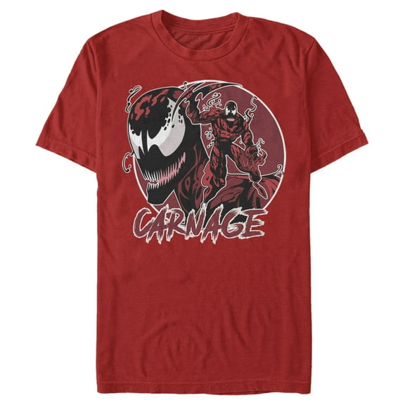 Men's Marvel Venom Carnage Mask Circle  Graphic Tee Red X Large