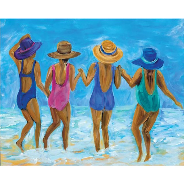 Cuadros Decorativos Pintura al óleo por números Beach Girls Canvas Artwork Living Room Picture Decoración Ehuebsd Nuevos Originales