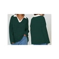 thumbnail image 2 of Rdhnmea Women Long Sleeve T-Shirts Stripe Turn-Down Collar V-Neck Shirts, 2 of 7