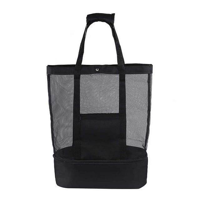 Cateissary Bolsa de Picnic, bolsa de playa, saco de barbacoa, organizador de juguetes, mano de obra fina, gran capacidad, accesorios para Almacenamiento y organización del hogar Negro