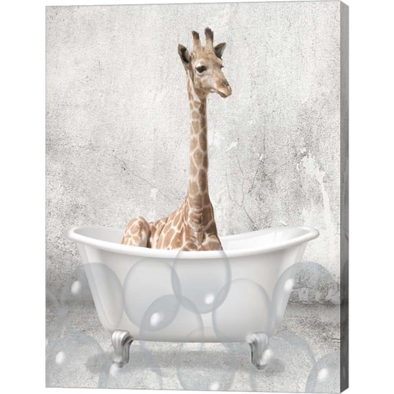 Great Art Now Baby Giraffe Bath by Kimberly Allen, Canvas Wall Art, 12W x 16H