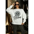 thumbnail image 7 of Women's Gameday Couture  White Las Vegas Raiders Script Logo Oversized Premium Fleece Pullover Sweatshirt, 7 of 7