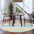 thumbnail image 5 of Teal Orange Boho Round Area Rug 5ft Washable Large Round Rug for Living Room, Soft Non-Slip Circle Rugs for Dining Room, Ethnic Tribe Geometric Floor Carpet for Bedroom Entryway Home Office, 5 of 9
