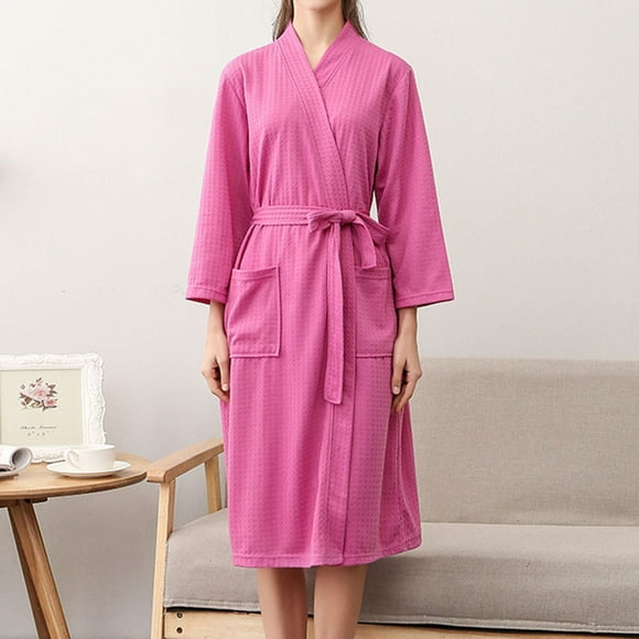 Women's Robes Unisex Breathable Solid Color Bathrobe Splicing Home Clothes Robe Coat M