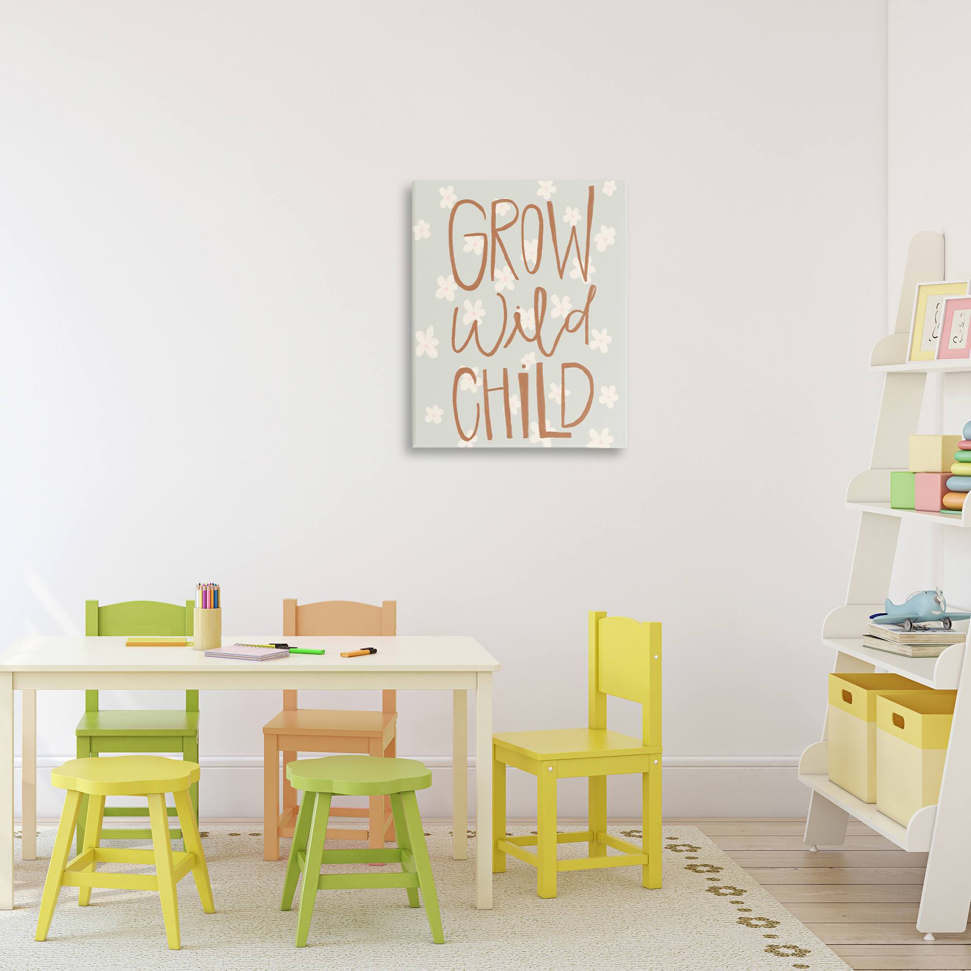 Grow Wild Child Flowers Canvas Wall Art, design by Katie Griggs