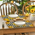 thumbnail image 5 of Buffalo Plaid Sunflower Placemats Set of 4, Yellow Floral Rustic Vintage Dining Table Place Mats Heat-Resistant Washable Linen Coasters for Seasonal Decoration 12x18 Inch, 5 of 6