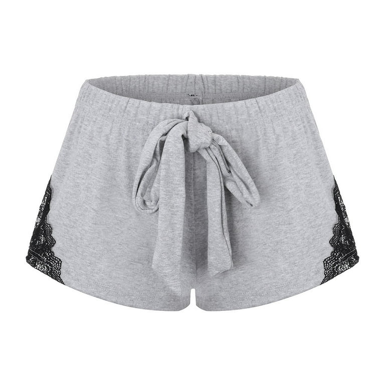 nsendm Womens Shorts Womens Lace Elastic Out High Waist Leggings Tight  Sports Casual Yoga Short Pants Grey S 