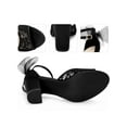 thumbnail image 4 of BLISSFUL STEP Women's Chunky Heel Sandals Open Toe Ankle Strap Lace Bow Heels Black 8.5, 4 of 7