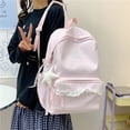 thumbnail image 5 of Lace Trim School Backpack, Polka Dot Rucksack with Compartments&Pendant, Water Resistant School Backpack for Travel Shopping Work, Pink, 5 of 8