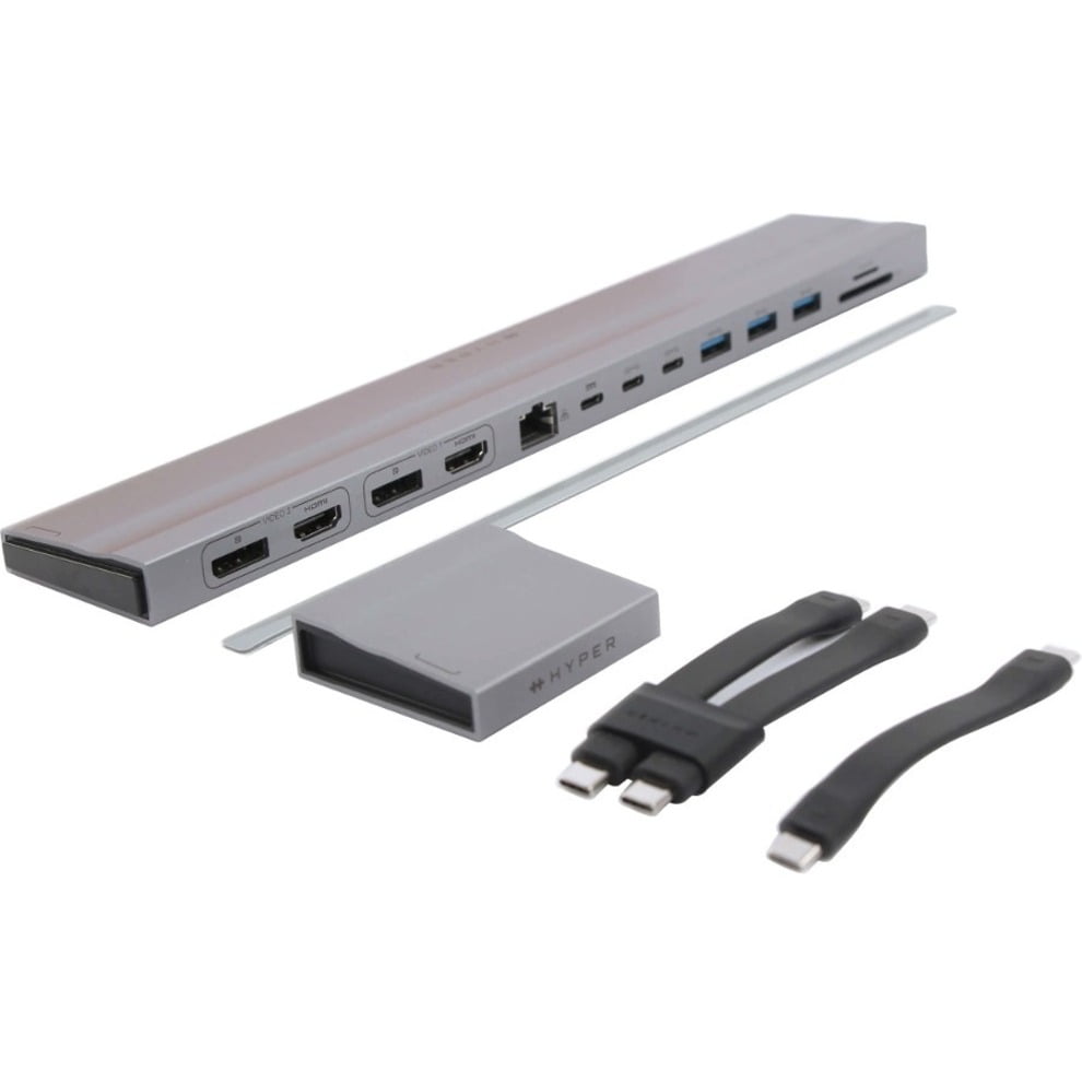 Hyper 4K Multi-Display Docking Station For 13"-14" MacBooks - for Notebook, Desktop PC - Memory Card Reader - microSD, SD - USB 3.2 (Gen 1) Type C - 3 Displays Supported - 4K, 5K, 6K - 3840 x 2160,...