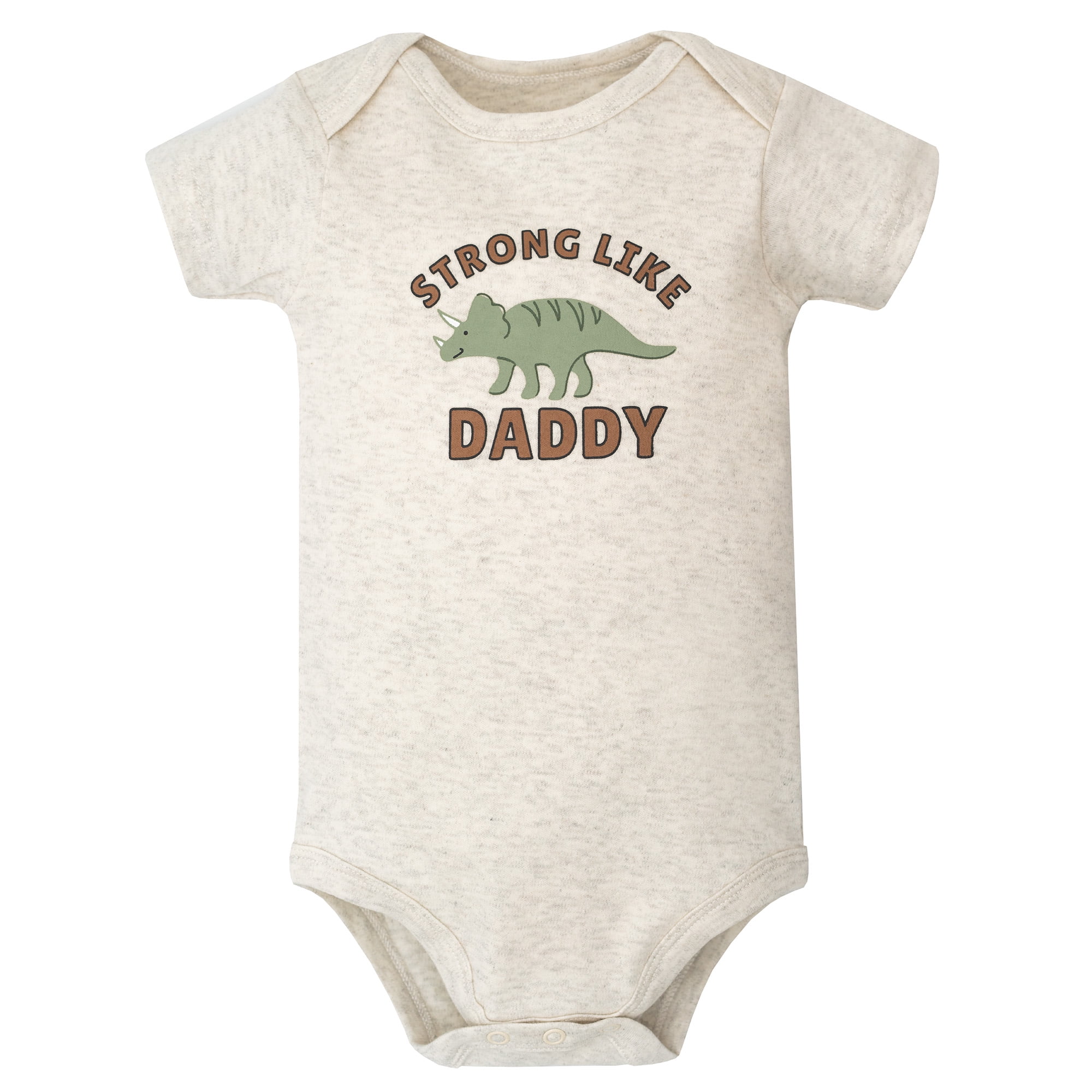 Hudson Baby Infant Boys Cotton Bodysuits 5-Pack, Strong Like Daddy Dino, 12-18 Months