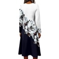 thumbnail image 4 of Womens Summer Casual Midi Maxi Dresses V Neck Vintage Long Sleeve Work Casual Dress Maxi Dress for Wedding Guest, Graduation, Party, 4 of 5