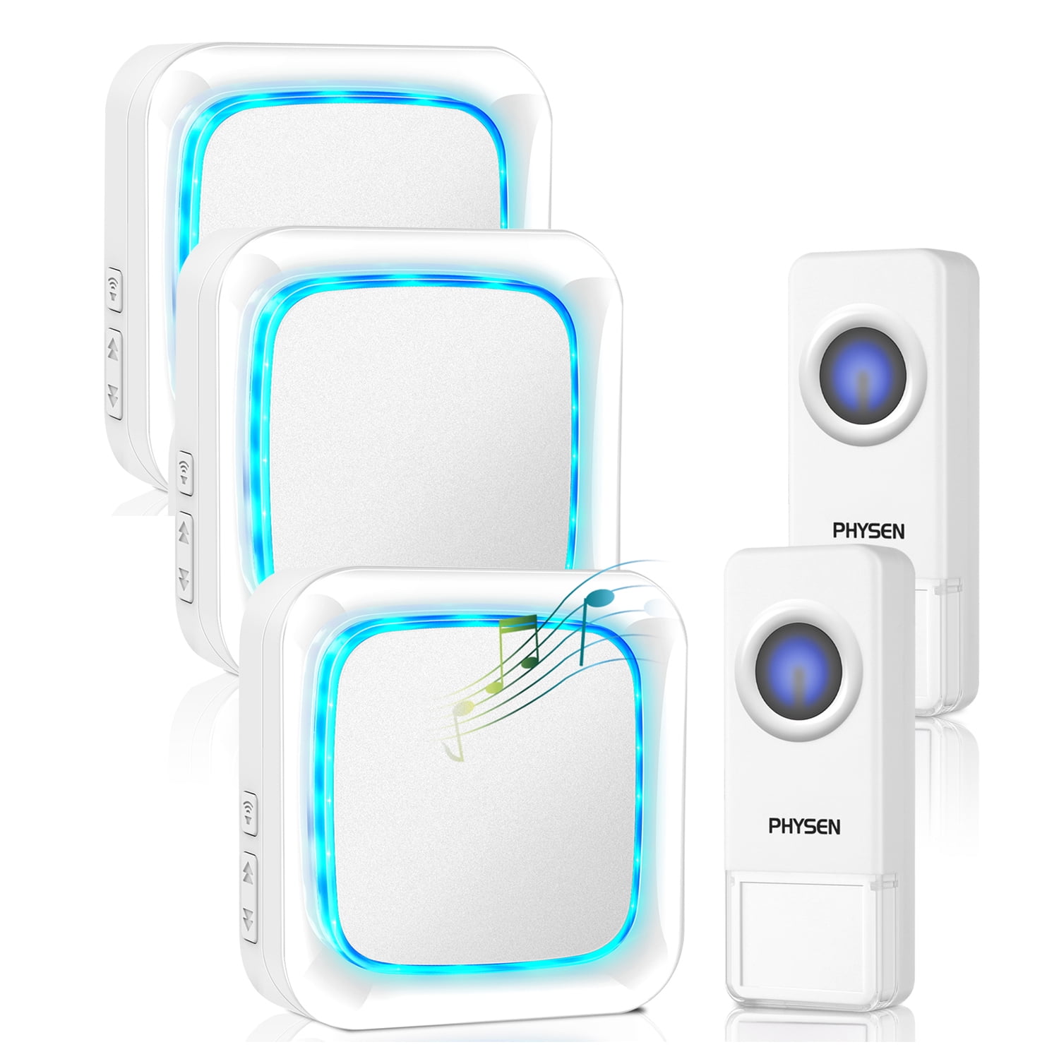 Physen Electric Wireless Doorbell, 58 Melodies, 3 Receivers 2 Buttons