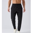 thumbnail image 2 of Men's Slim Fit Casual Stretch Pants, Trousers, Joggers, Elastic Waist Drawstring Ankle-Length Long Pants with Zipper Pockets, Quick Dry Lightweight Breathable, for Gym | AESTIVO,Black L, 2 of 9