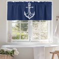 thumbnail image 4 of Coastal Valances for Windows, 54 x 18in, Illustration Anchor Rope Navy Blue Rod Pocket Kitchen Valance Curtain Light Filtering Window Treatments for Living Room Bedroom, 1 Panel, 4 of 7