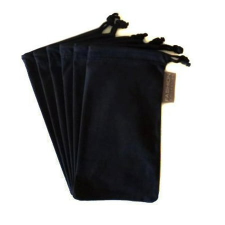 6 PC Sunglass Eyeglass Microfiber Soft Lens Cloth Carry Bag Pouch Case (BLACK) by Fashion Collection