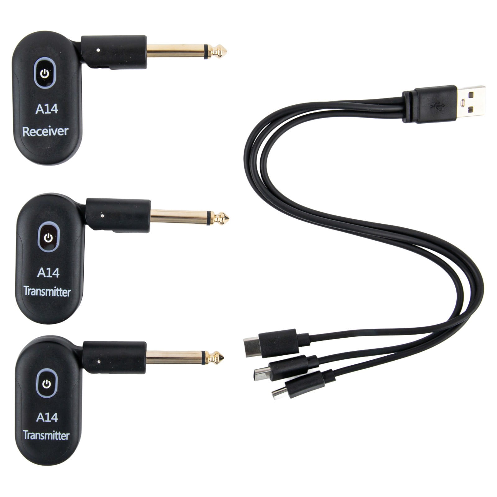 2.4GHz Guitar Wireless System 2 Transmitter 1 Receiver for Electric Guitar Bass