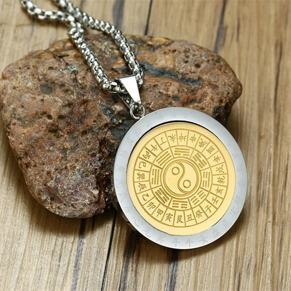 Religious Men Pendant Necklace Bagua Yin Yang Tai Stainless
