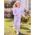 thumbnail image 5 of PatPat Kids Clothing 2 Piece Outfit Set Long Sleeve Top Pants Floral Side Print Purple 7-8Y, 5 of 13