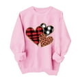 thumbnail image 3 of VKOYWKM Heart Print Sweatshirts for Women Oversized Valentine's Day Pullover Pink Long Sleeve Crewneck Sweatshirt Valentine's Gifts Pullover Tops, 3 of 7