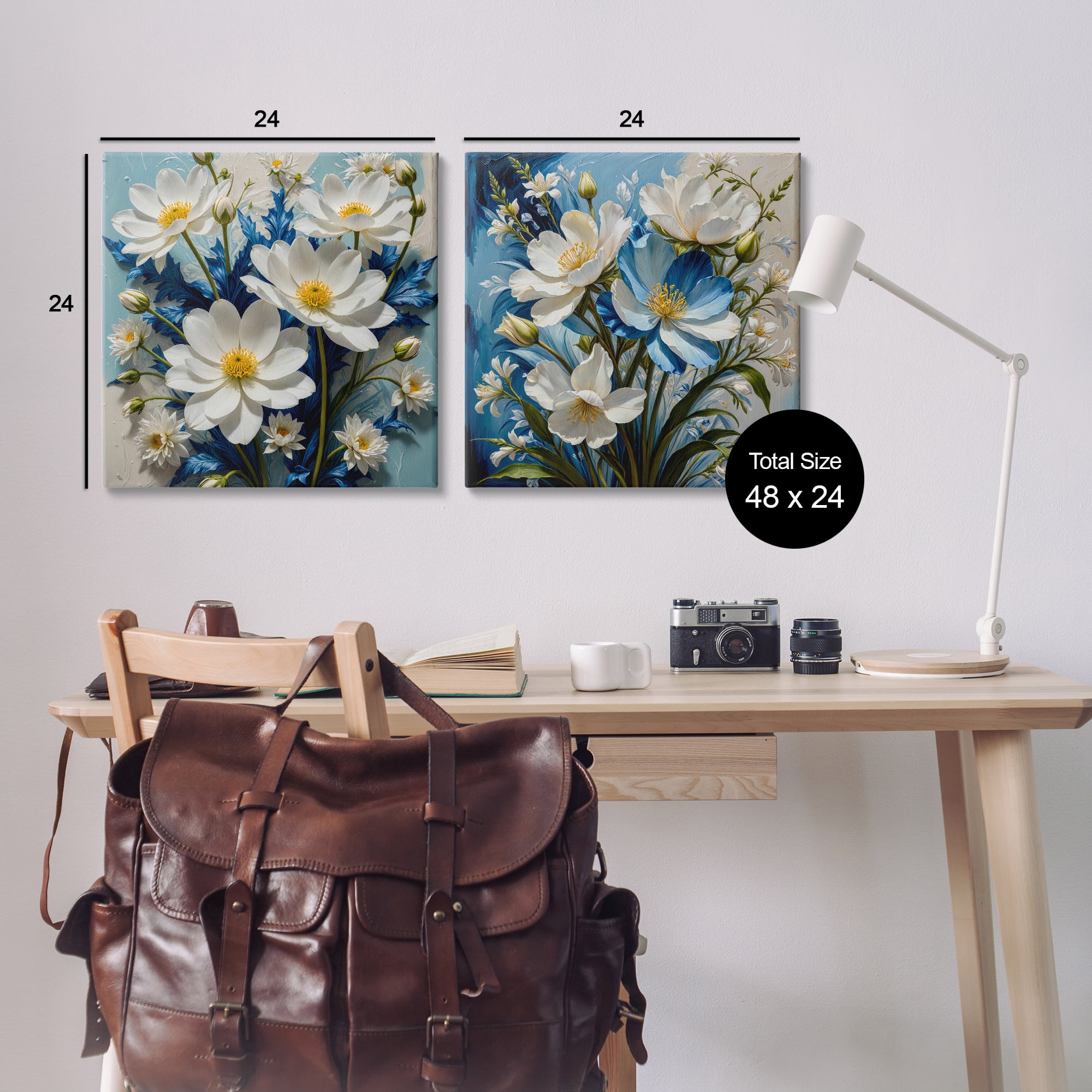 Stupell Industries Bold Floral Bunches Floral & Botanical Painting Wrapped Canvas Art Print Wall Art, 24 x 24, Set of 2