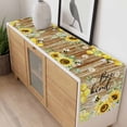 thumbnail image 4 of Sunflower Floral Table Runner 90 Inches Long Farmhouse Dress Scarves, Farmhouse Pastoral Daisy Bees Brown Wood Dining Tablerunner for Coffee Table/Kitchen Island/Party Décor, 13" x 90", 4 of 8