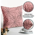 thumbnail image 5 of Light Pink Halloween Spiderweb Pillow Covers 16x16 Set of 2 Black Web Outdoor Decorative Throw Pillows Halloween Scary Themed Farmhouse Pillowcases Linen Cushion Case Decor for Home Sofa Couch Bed, 5 of 6