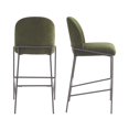 thumbnail image 4 of GZXS Set of 2 Upholstered Stools, 29" Bar Height Bar Chairs with Curved Backrest, Antique Bronze Metal Frame, and Green Fabric Seat for Kitchen Island & Dining Pub, 4 of 8