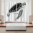 thumbnail image 2 of Ambesonne Turtle Kitchen Curtains, Monotone Caretta Caretta, 55"x39", Black and White, 2 of 3