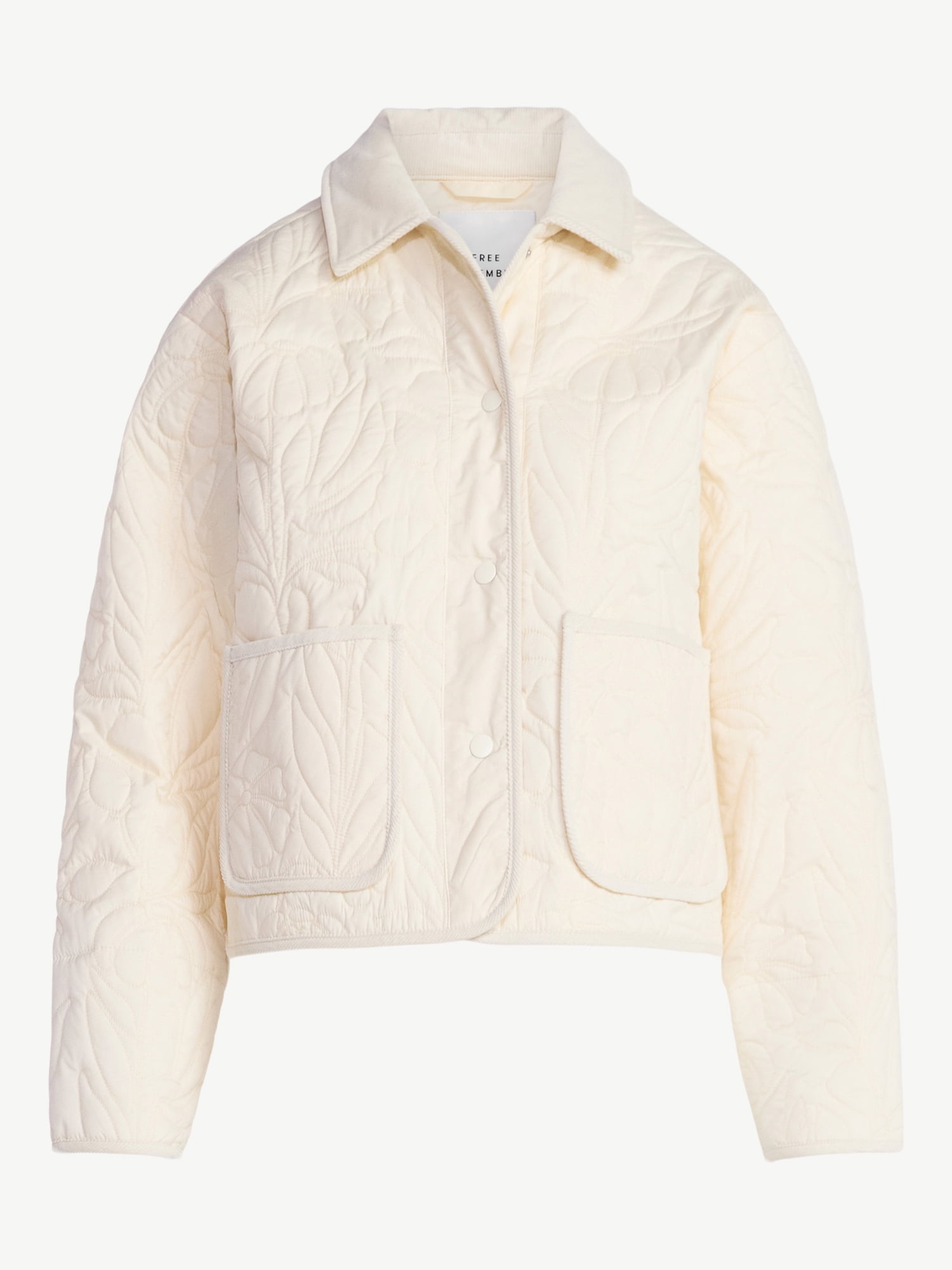 Free Assembly Women's and Women's Plus Floral Quilted Jacket, Sizes XS-4X