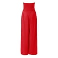 thumbnail image 5 of Jumpsuit Women'S Summer Fashion Casual Smocked Wide Leg Jumpsuit Romper Sleeveless Tube Neck Jumpsuit,Red Women'S Polyester Jumpsuit 2XL, 5 of 6