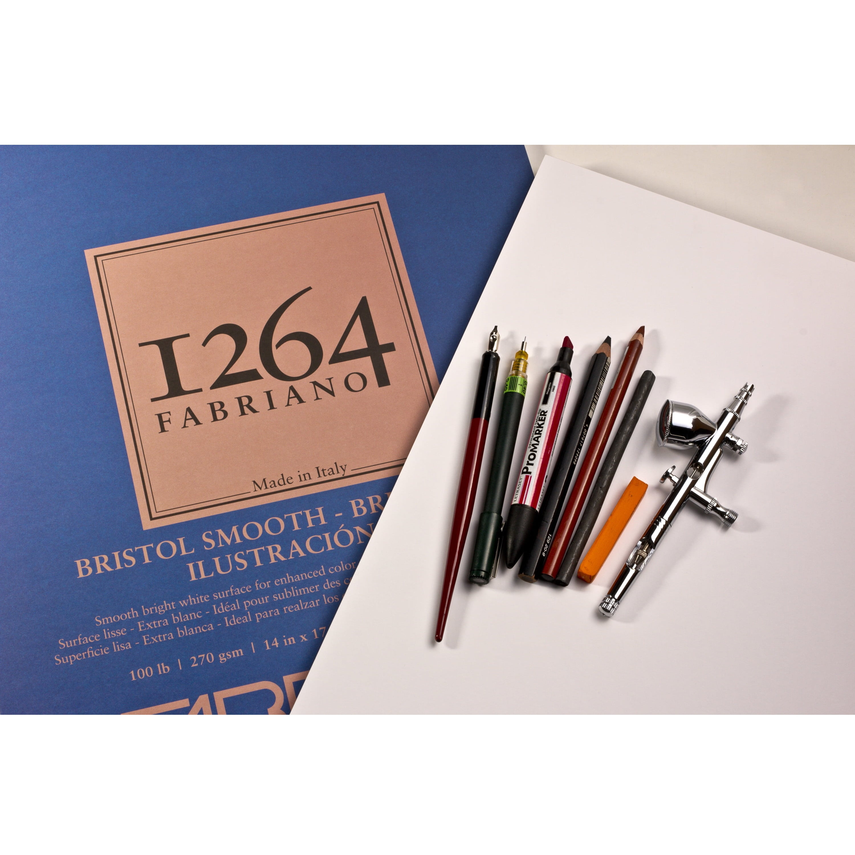 Fabriano 1264 Bristol Pad, Smooth, 9"x12", 100 lb, 20 Sheets, 100% Alpha-Cellulose, Detail & Technical Drawing, Three Pack