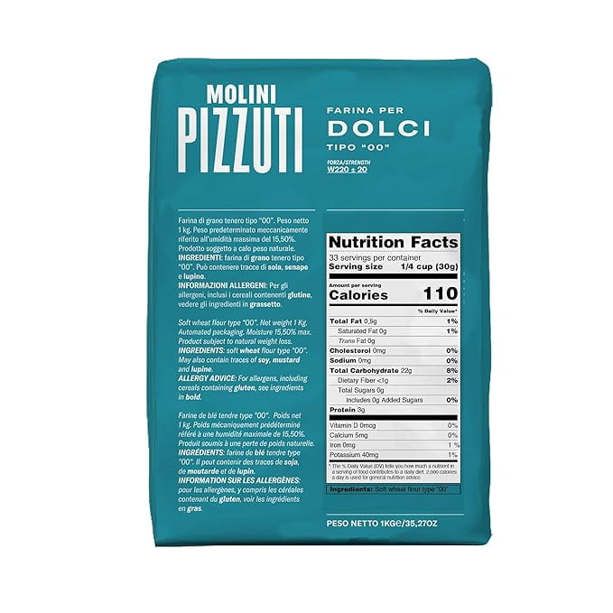 Molini Pizzuti Farina per Dolci - Type "00" Flour for Cakes - 1KG , 35 ounces