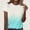 Mint Green-I, variant on Blouses for Women Dressy Casual Short Sleeve Crewneck Retro Gradient Summer Tops Loose Fit Vacation Tops Orange-G