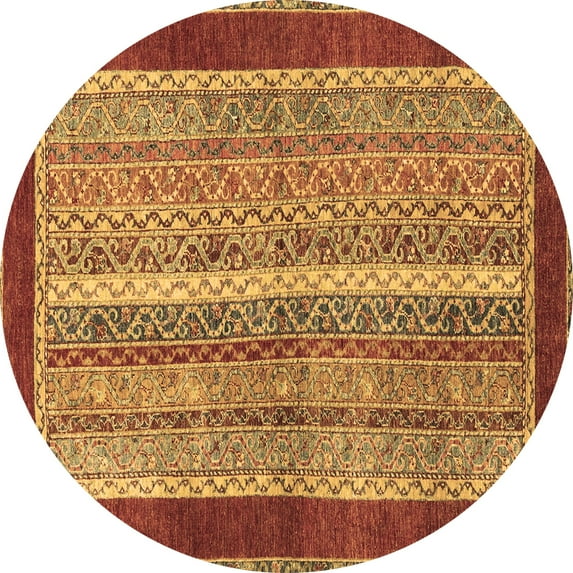 Ahgly Company Indoor Round Abstract Brown Modern Area Rugs, 5' Round