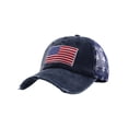 thumbnail image 2 of Americans Flag Embroidered Baseball Cap Distressed Mesh Back Hat Vintage For Men Women Summer Outdoor Blue, 2 of 6