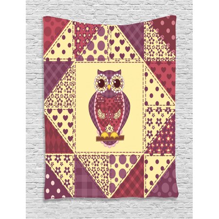 Owls Home Decor Wall Hanging Tapestry Vintage Inspired Owl Pattern Invisible To Prey Nocturnal Mimicking Predator Bedroom Living Room Dorm