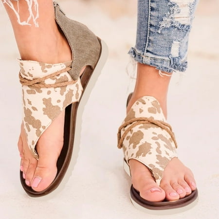 

HIBRO Women s Ladies Casual Camouflage Retro Flip Flops Comfy Sandals Zipper Shoes