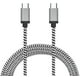 USB C to USB C Cable, 4 feet Long (1.21 Meters) Black and White Premium Cord, Braided Design, Compatible with powering - image 1 of 5