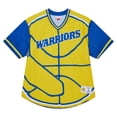 thumbnail image 2 of Men's Mitchell & Ness  Gold Golden State Warriors Jumbotron 3.0 Mesh V-Neck T-Shirt, 2 of 3