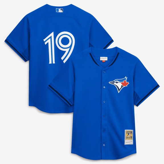 Men's-Mitchell & Ness Jose Bautista Blue Toronto Blue Jays Authentic Batting Practice Jersey