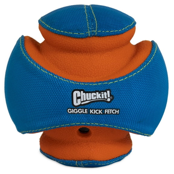 ChuckIt! Kick Fetch Dog Toy Glow Ball with Giggle Sounds, Small 5.5", Blue, Pack of 1