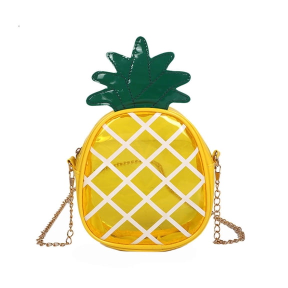 gcong Transparent Jelly Pineapple Messenger Bag with Detachable Chain Strap Fashionable Outline Crossbody Purse for Women