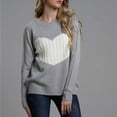 thumbnail image 5 of Lilgiuy Woman Love Long Sleeves Round Neck Loose Tops Blouse Knitted Sweater,Gray,10 2022 Fall Winter, 5 of 5