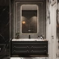 thumbnail image 4 of American Retro Oak Solid Wood Bathroom Cabinet Rock Ceramic Washbasin Luxury Bathroom Vanity Sink Cabinet  Bathroom Furniture My Lux Decor Round, 4 of 23