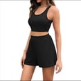 thumbnail image 2 of Conjuntos de Dos Piezas de Verano 2025: Top Corto de Salón A Juego, Pantalones Cortos de Cintura Alta. Negro L, 2 of 8